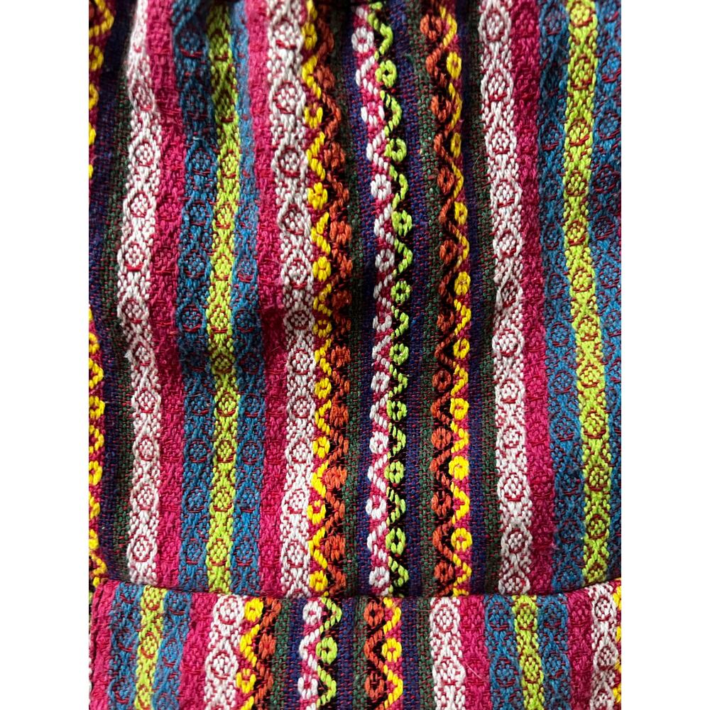 Billabong Boho Backpack Multicolor Woven Tribal Stripe Tassel Drawstring Bag - Picture 7 of 16